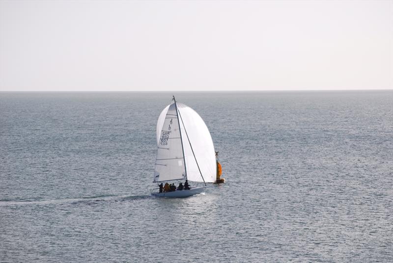 'Jac Y Do' finishing Sunday's second race on Pwllheli Sailing Club Autumn Challenge Weekend 4 photo copyright Gerallt Williams taken at Pwllheli Sailing Club and featuring the J80 class