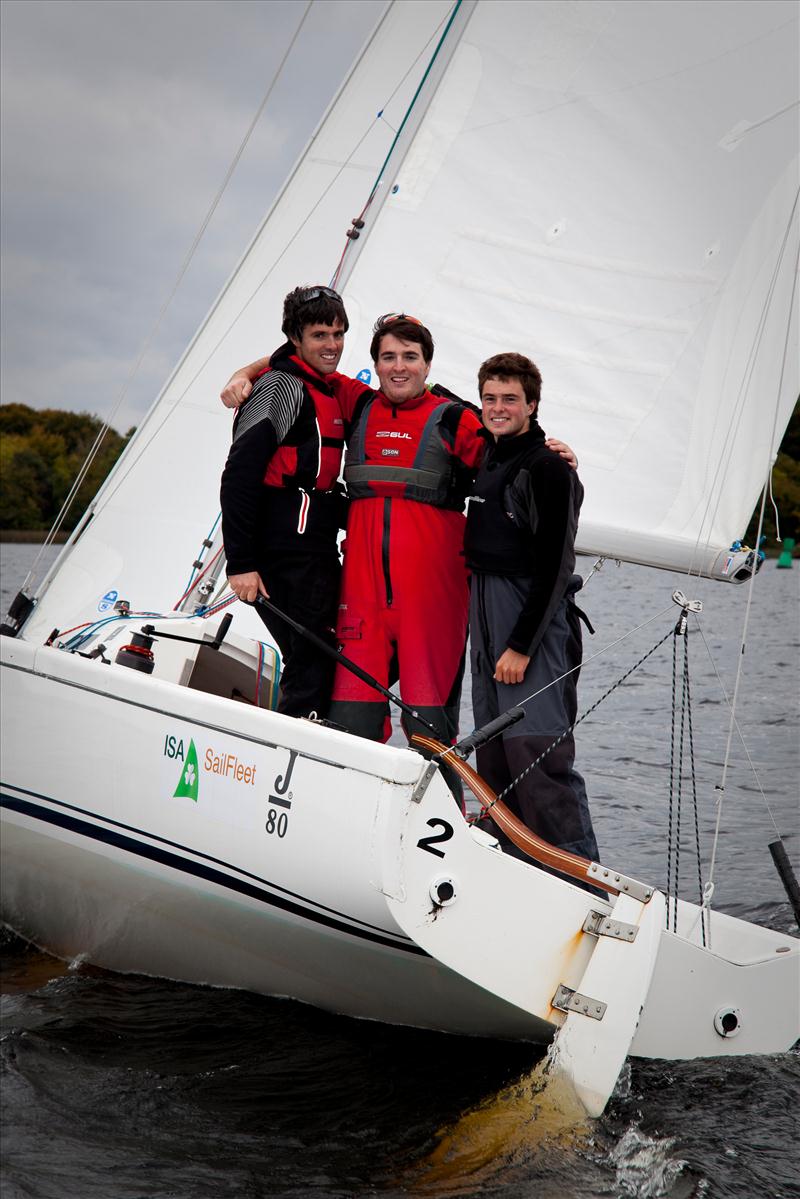 Peter O'Leary, Robert O'Leary and Robbie English win the ISA All Ireland Sailing Championship photo copyright David Branigan / Oceansport taken at Lough Derg Yacht Club and featuring the J80 class