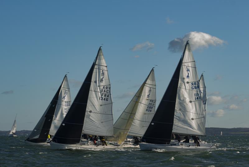 Close J/80 racing in the LTSC Solent Circuit photo copyright Lou Johnson taken at Lymington Town Sailing Club and featuring the J80 class