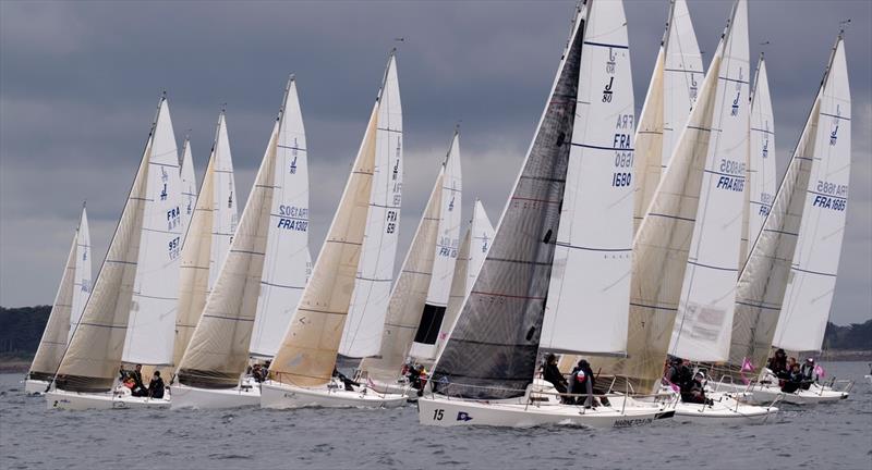 J80 fleet at Spi Ouest-France 2026 photo copyright Jean-Marie Liot taken at Société Nautique de La Trinité-sur-Mer and featuring the J80 class