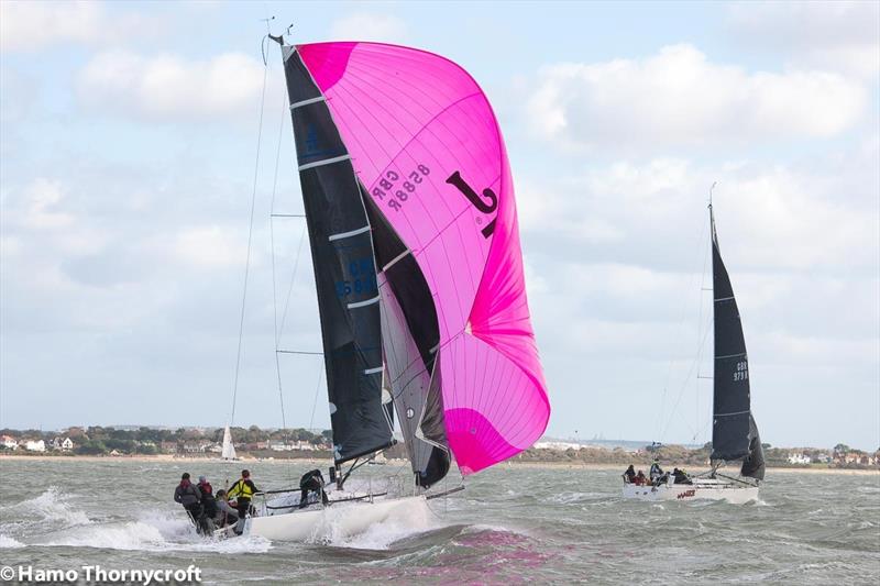 2017 Hamble Winter Series week 4 photo copyright Hamo Thornycroft / www.yacht-photos.co.uk taken at Hamble River Sailing Club and featuring the J/88 class