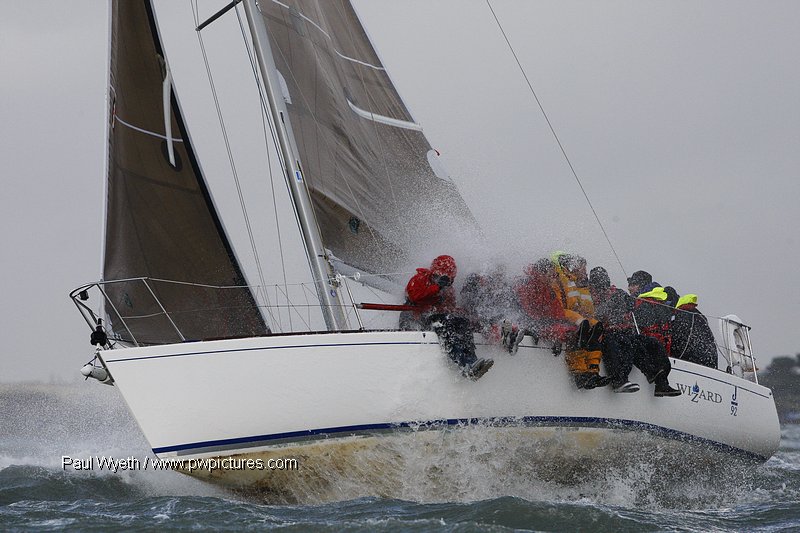 Driving rain and vicious squalls on the final day of the Garmin Hamble Winter Series photo copyright Paul Wyeth / www.pwpictures.com taken at Hamble River Sailing Club and featuring the J92 class