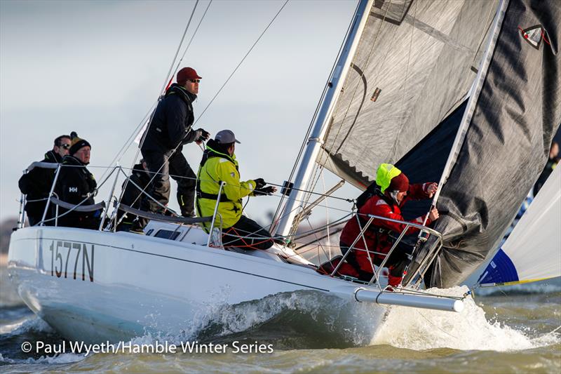 Captain Scarlet on the final day of the HYS Hamble Winter Series 2019 photo copyright Paul Wyeth / www.pwpictures.com taken at Hamble River Sailing Club and featuring the J92 class
