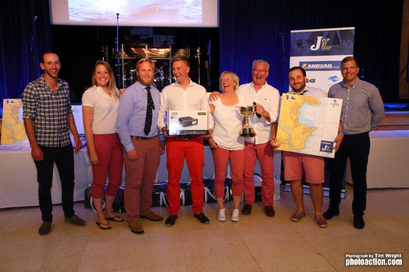 Annie & Andy Howe's J/97 Blackjack II team at the Landsail Tyres J-Cup in Partnership with B&G prize giving photo copyright Tim Wright / www.photoaction.com taken at Royal Torbay Yacht Club and featuring the J/97 class