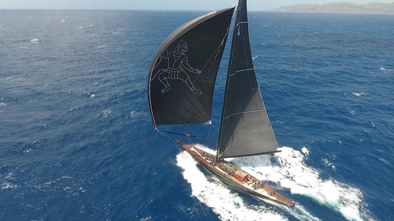 Hanuman training for the St Barth's Bucket photo copyright Francesco Naglia / DroneProject taken at Saint Barth Yacht Club and featuring the J Class class