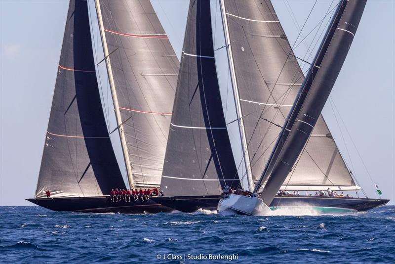 Close J Class racing on day 4 at the Maxi Yacht Rolex Cup photo copyright Francesco Ferri / Studio Borlenghi taken at Yacht Club Costa Smeralda and featuring the J Class class