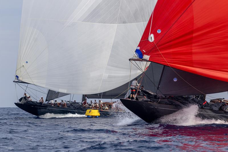 Close to the finish - Rainbow and Svea at Les Voiles de Saint-Tropez - photo © Gilles Martin Raget
