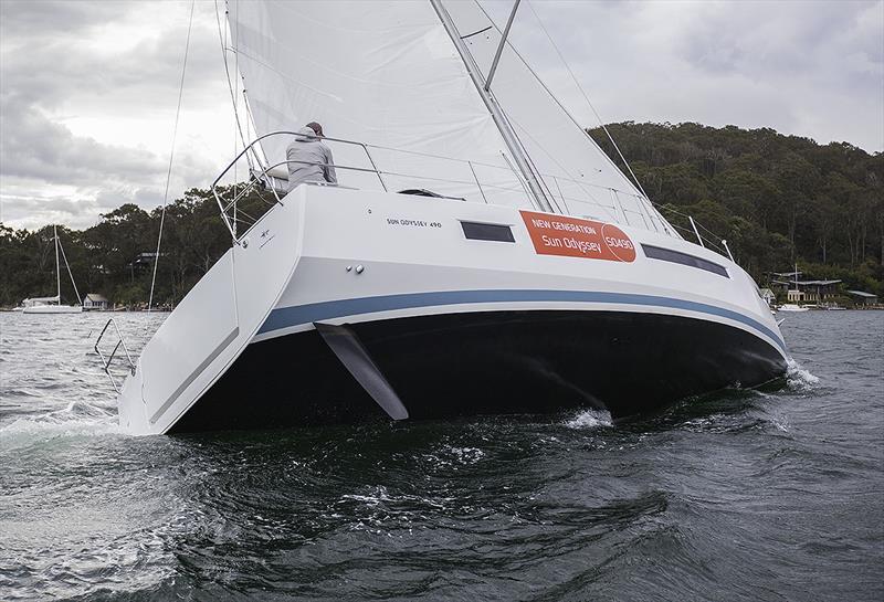 Very much designed to use her chine as part of her stability - Jeanneau Sun Odyssey 490 photo copyright John Curnow taken at Royal Prince Alfred Yacht Club and featuring the Jeanneau class