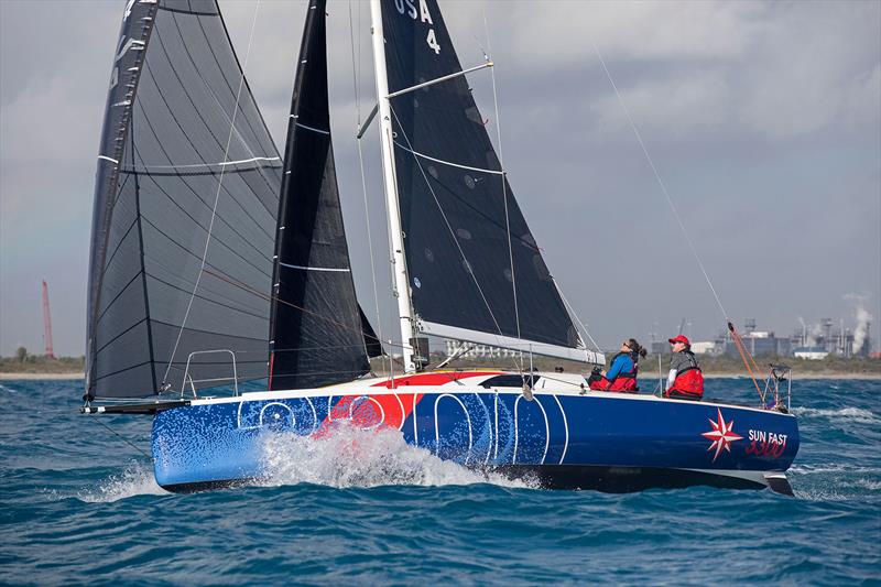 Ken Read and Suzy Leech sailing a Jeanneau Sun Fast 3300 in the 2020 Fort Lauderdale to Key West Race photo copyright Jeanneau America/Billy Black taken at Annapolis Yacht Club and featuring the Jeanneau class