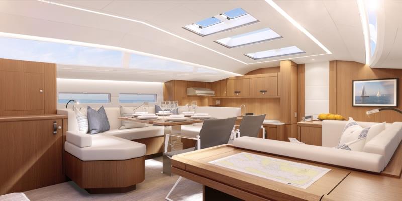 Jeanneau Yachts 60 - Teak, lounge, fixed furniture photo copyright Philippe Briand taken at  and featuring the Jeanneau class