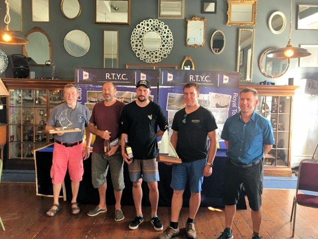 K1 National Championships prizewinners (L-R): Mike Commander (First Master), Guy Woodhouse (4th), Tom White (3rd), Paul Smalley (1st), Andrew Snell (2nd) photo copyright Frances Commander taken at Royal Torbay Yacht Club and featuring the K1 class