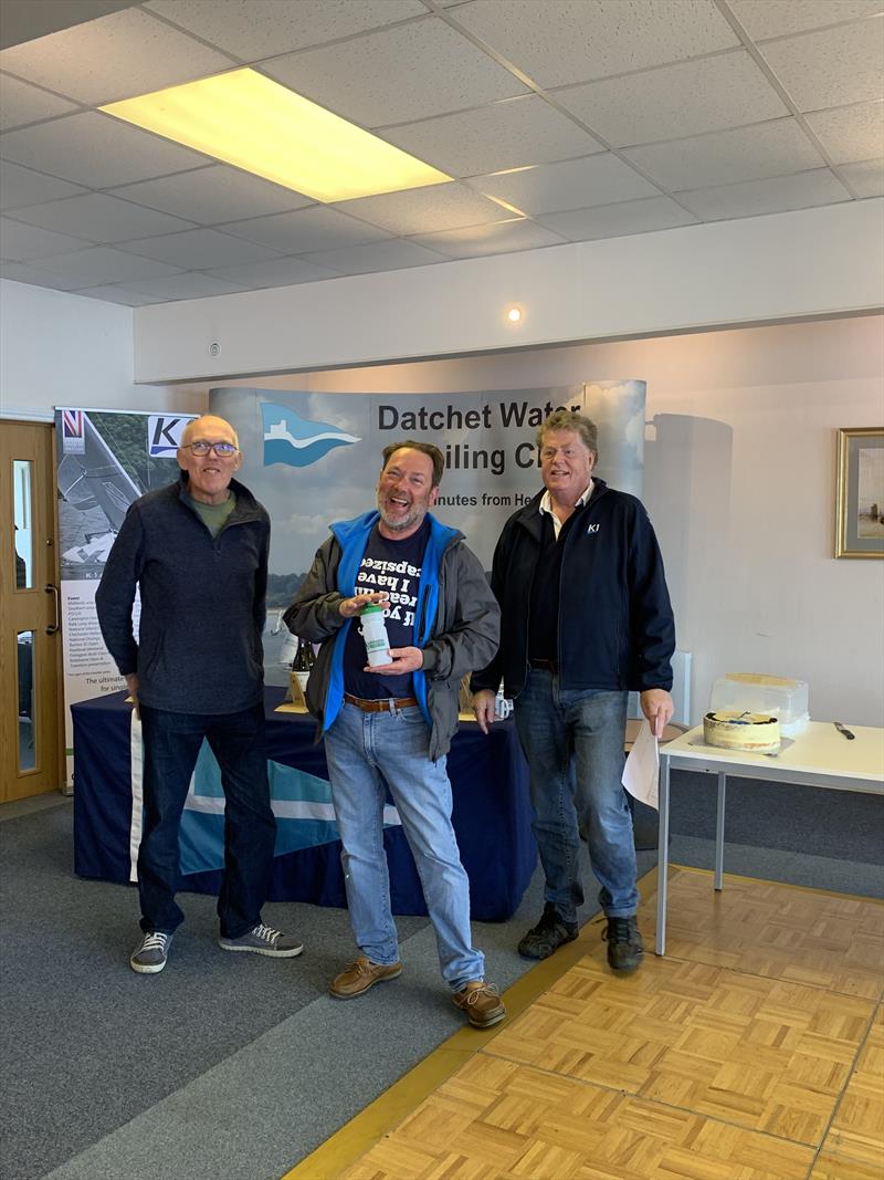 K1 Southern Area Championships - Julian Leggett getting spot prize photo copyright Hilly King taken at Datchet Water Sailing Club and featuring the K1 class
