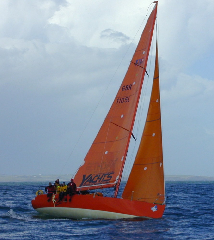 Minnie the Moocher leads overall in BMW Round Ireland Race photo copyright Bill Forde taken at Wicklow Sailing Club and featuring the Ker 11.3 class