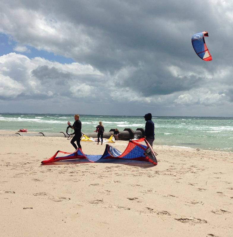 High winds on Port Phillip Bay keep the B14 Australian Championships fleet ashore photo copyright Jane Moffat taken at McCrae Yacht Club and featuring the Kiteboarding class