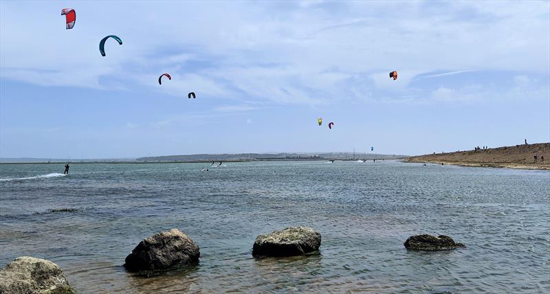 Kitesurfers out in force at Keyhaven on Saturday photo copyright Mark Jardine taken at  and featuring the Kiteboarding class
