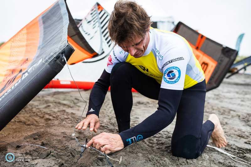 Local rider Joao Stopani gearing up - 2018 Kite-Surf World Tour Portugal photo copyright Ydwer van der Heide taken at  and featuring the Kiteboarding class