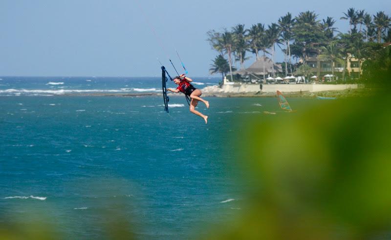 Hannah Whiteley pulls out all the stops against Mikaili in the final - GKA Air Games Cabarete - Day 5 photo copyright Event Media taken at  and featuring the Kiteboarding class