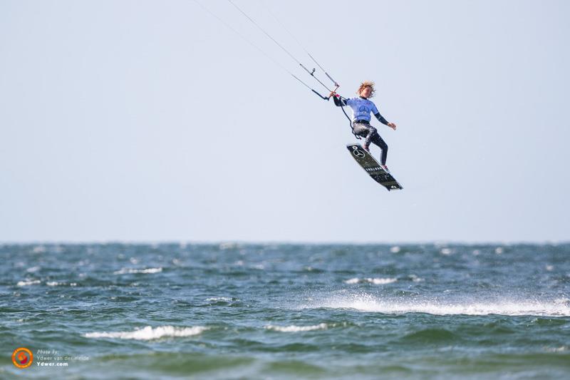 Pippa van Iersel, always up for the battle, will contest the single elimination mini-final tomorrow (The Dutch charger also won the end of the day's crowd show, the girl's jet-ski kicker contest!) - GKA Kiteboarding World Tour ‘Air Games' 2018 - photo © Ydwer van der Heide