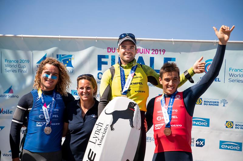 Kiteboarding winners podium at the Hempel World Cup Series Final in Marseille - photo © Sailing Energy / World Sailing