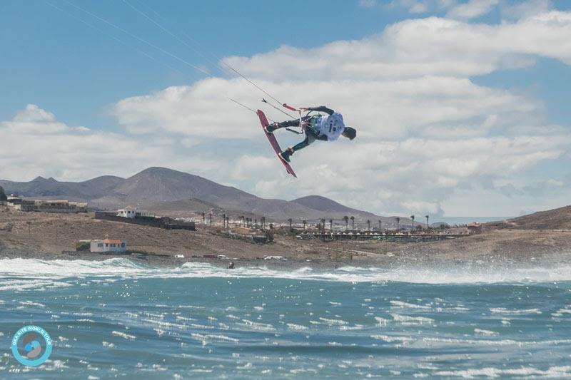 Tour leader Carlos Mario getting dialled in at Playa de Vargas - GKA Freestyle World Cup Gran Canaria photo copyright Svetlana Romantsova taken at  and featuring the Kiteboarding class
