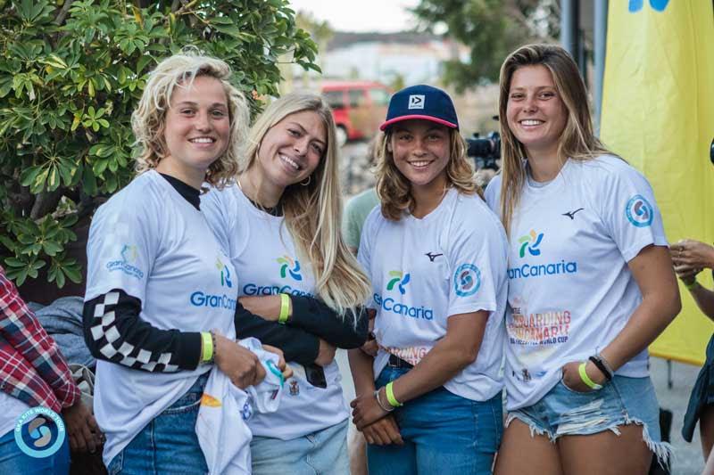 Left to right: Pippa van Iersel (NL), Hannah Whitely (UK), Mikaili Sol (BRA), Nathalie Lambrecht (SE) - GKA Freestyle World Cup Gran Canaria photo copyright Svetlana Romantsova taken at  and featuring the Kiteboarding class