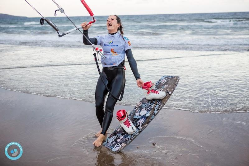 Rita reacts to the news that she'd gone through to the finals - GKA Gran Canaria Freestyle World Cup 2019 - photo © Svetlana Romantsova