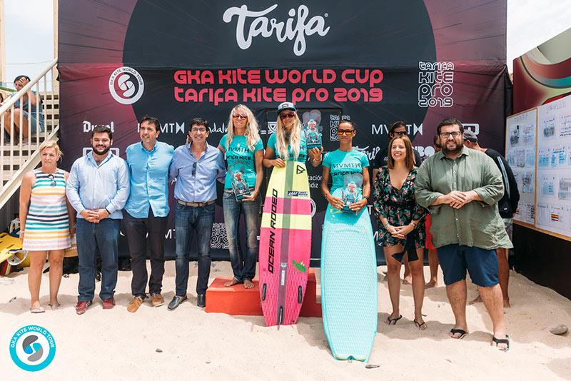 Women's official Kite-Surf strapless freestyle podium - GKA Kite World Cup Tarifa 2019 - photo © Ydwer van der Heide