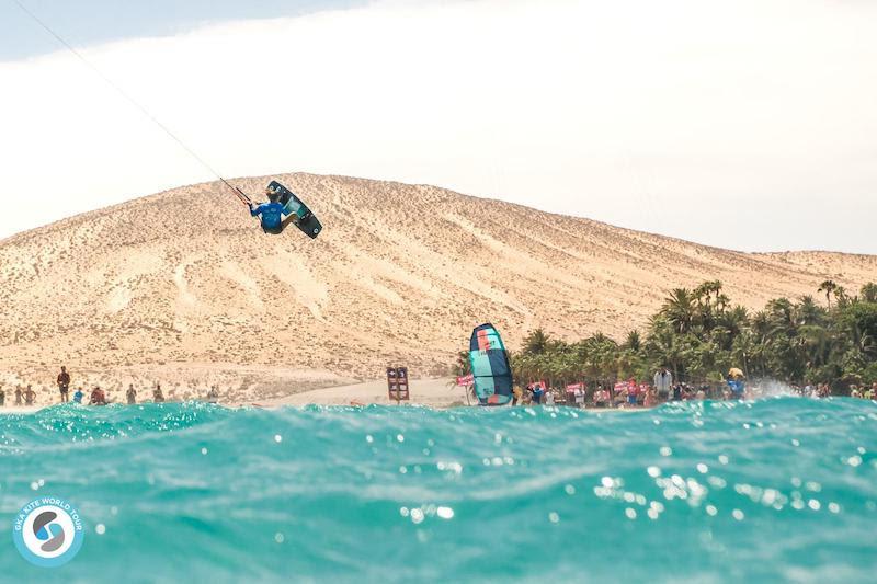 Mikaili Sol during today's warm-up session - GKA Kite World Tour - Freestyle World Fuerteventura 2019 photo copyright Romantsovaphoto taken at  and featuring the Kiteboarding class