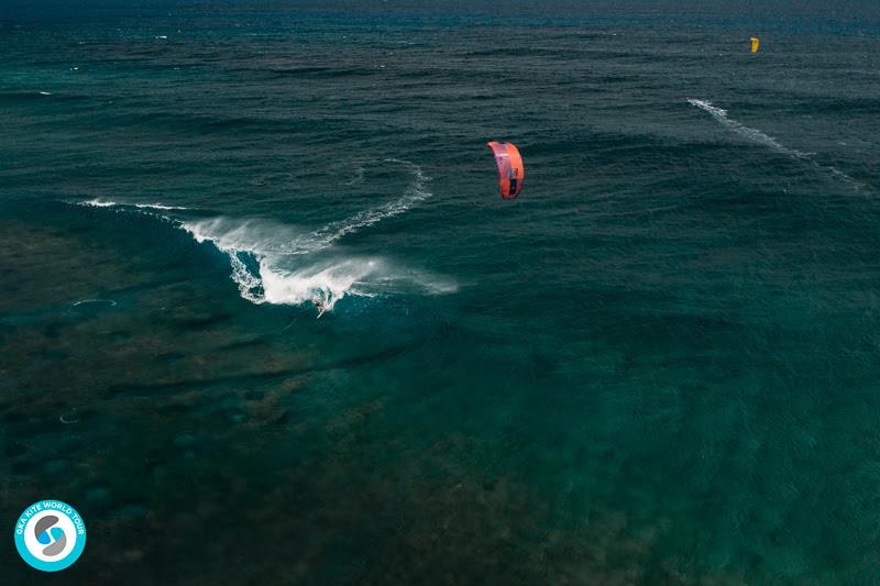 Ninja and Jalou trading waves - 2019 GKA Kite World Cup Mauritius, day 7 photo copyright Ydwer van der Heide taken at  and featuring the Kiteboarding class