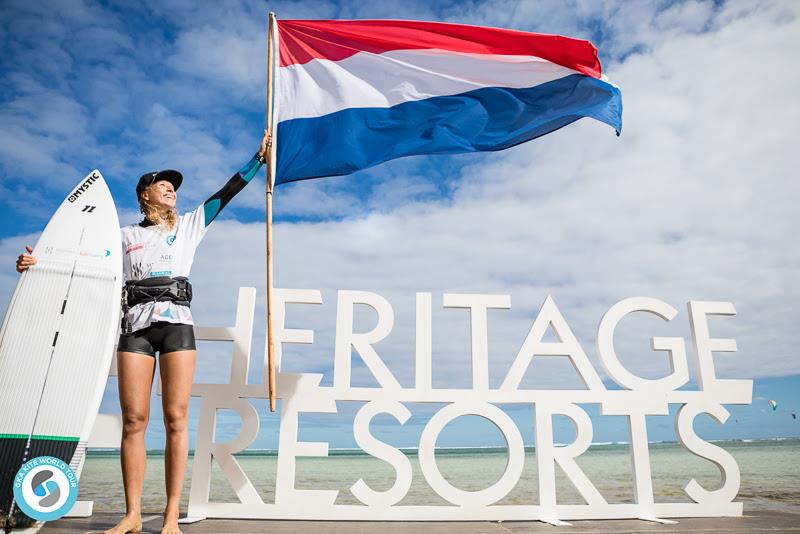 Jalou Langeree, leading lady - 2019 GKA Kite World Cup Mauritius, day 7 photo copyright Svetlana Romantsova taken at  and featuring the Kiteboarding class