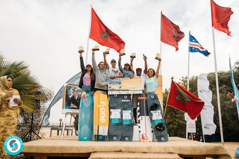 Freestyle podium winners from earlier in the week. - GKA Kite World Cup Dakhla, Day 10 photo copyright Ydwer van der Heide taken at  and featuring the Kiteboarding class