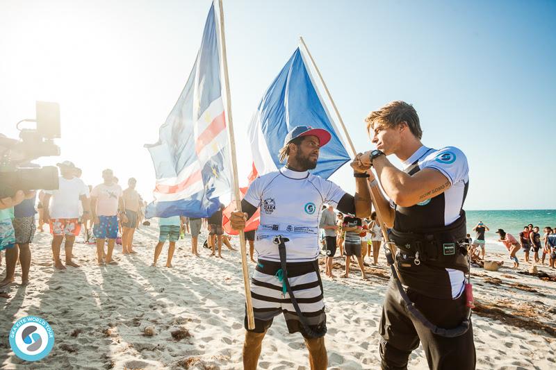 Airton and Camille square up for the final - GKA Kite-Surf World Cup 2019 photo copyright Svetlana Romantsov taken at  and featuring the Kiteboarding class