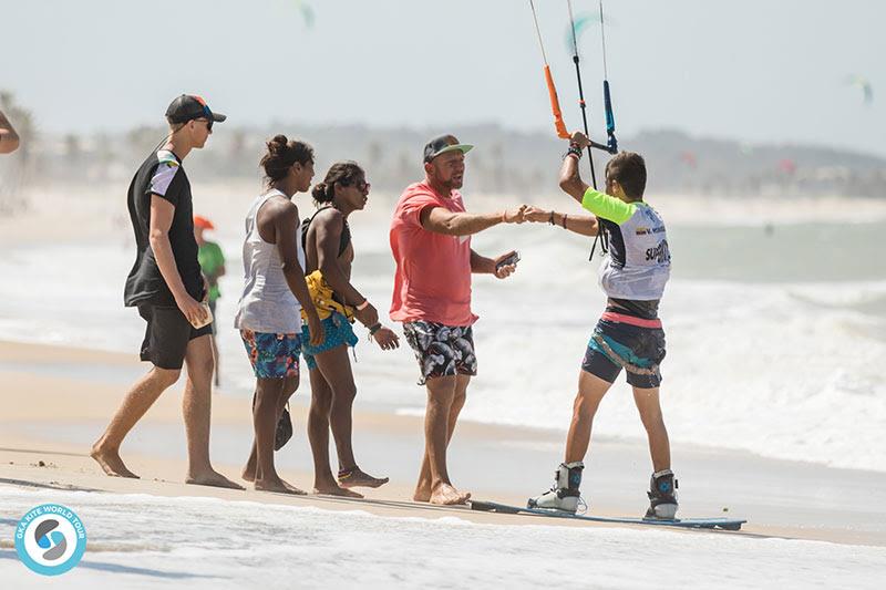 Coach Fabio Ingrosso calling the shots for Val - 2019 GKA Freestyle World Cup Cumbuco, day 3 photo copyright Svetlana Romantsova taken at  and featuring the Kiteboarding class