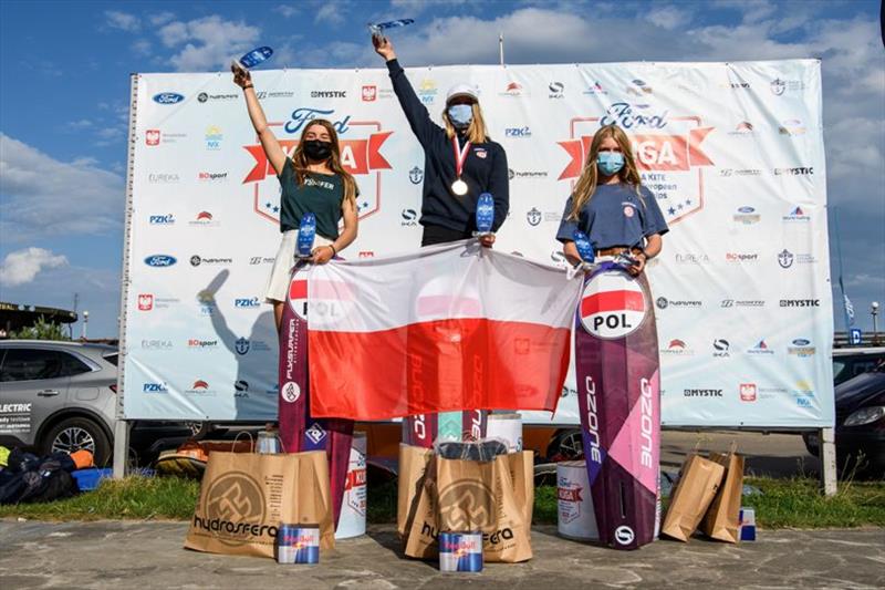 Top three women (U19   U17) - 2020 Formula Kite Individual European Championships photo copyright Eureka / Dominik Kalamus taken at  and featuring the Kiteboarding class