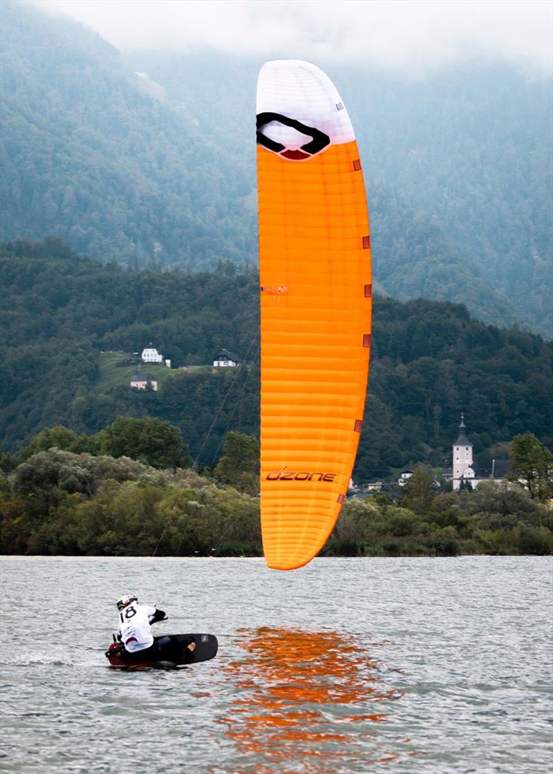 Jakub Jurkowski in full race mode - Formula Kite Mixed Team Relay European Championships, day 2 photo copyright IKA / Alex Schwarz taken at  and featuring the Kiteboarding class