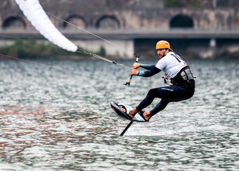 Florian Gruber and Leonie Meyer sit in 1st after seven qualifying races - Formula Kite Mixed Team Relay European Championships, day 2 photo copyright IKA / Alex Schwarz taken at  and featuring the Kiteboarding class