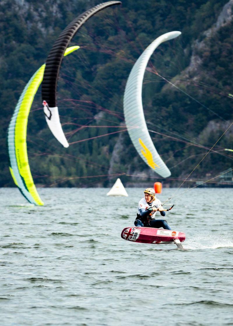 Guy Bridge has had better days, collecting a DSQ and broken mast during racing today. - Formula Kite Mixed Team Relay European Championships, day 3 photo copyright IKA / Alex Schwarz taken at  and featuring the Kiteboarding class
