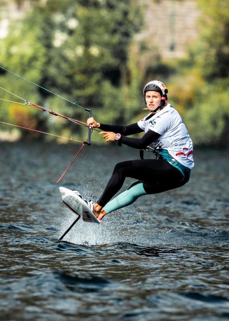 Leonie Meyer (GER) was awarded redress after a big crash in race 2 today - Formula Kite Mixed Team Relay European Championships, day 3 photo copyright IKA / Alex Schwarz taken at  and featuring the Kiteboarding class