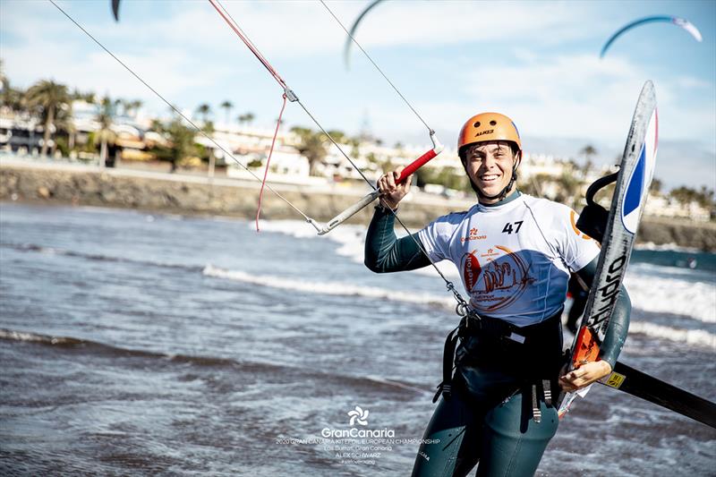Arthur Lhez (FRA) was the 1st place rider in the Under 19 category, and finished an impressive 7th overall - 2020 Gran Canaria KiteFoil Open European Championships photo copyright IKA Media / Alex Schwarz taken at  and featuring the Kiteboarding class