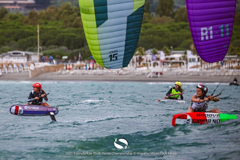 Julia Damasiewicz (POL, Yellow) & Magdalena Woyciechowska (POL, Blue) - 2021 Formula Kite U19 and A's Youth Foil Worlds in Gizzeria - Final Day photo copyright IKA / Giovanni Mitolo taken at  and featuring the Kiteboarding class
