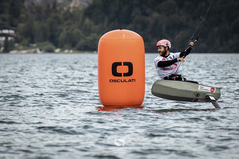 Upper Austria KiteFoil Grand Prix Traunsee: Day 1 - Lukas Walton-Keim (NZL) photo copyright IKA Media / Alex Schwarz  taken at  and featuring the Kiteboarding class