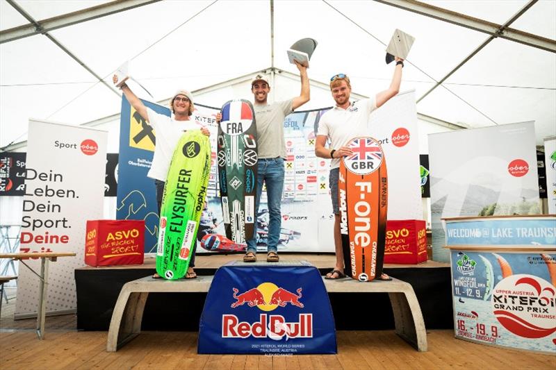 Men podium - Upper Austria KiteFoil Grand Prix Traunsee photo copyright IKA / Alex Schwarz taken at  and featuring the Kiteboarding class