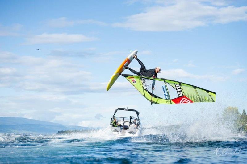 Balz Muller flying high on a tow-in run at last years GVA Wind Festival photo copyright EFPT taken at  and featuring the Kiteboarding class