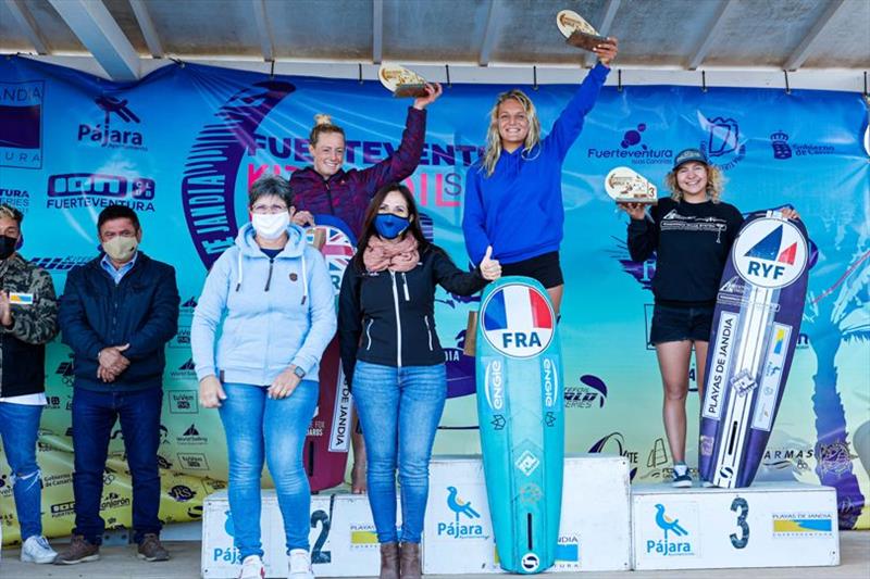 The women's podium - 2021 KiteFoil World Series Fuerteventura photo copyright IKA Media / Sailing Energy taken at  and featuring the Kiteboarding class