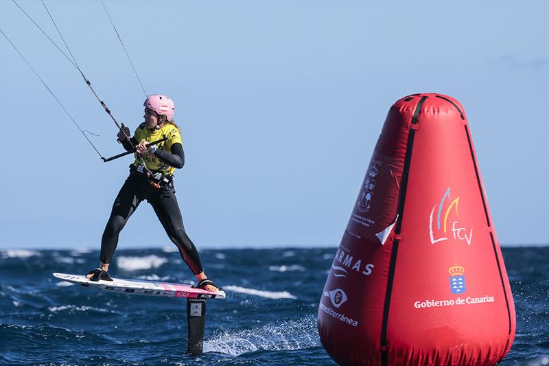 2021 Kitefoil World Series Gran Canaria - Alina Kornelli on the frenetic reach to the finish - photo © IKA Media / Sailing Energy