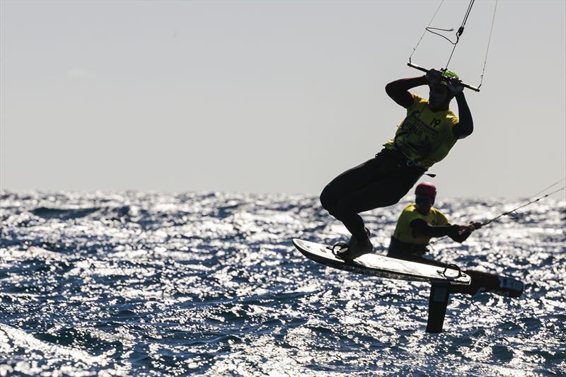 2021 Kitefoil World Series Gran Canaria - Axel Mazella displays the balletic control that brought him four bullets photo copyright IKA Media / Sailing Energy taken at  and featuring the Kiteboarding class