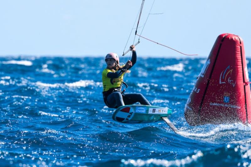 Poema Newland of France leads the women's fleet - 2021 KiteFoil World Series Gran Canaria, Day 3 - photo © IKA Media / Sailing Energy