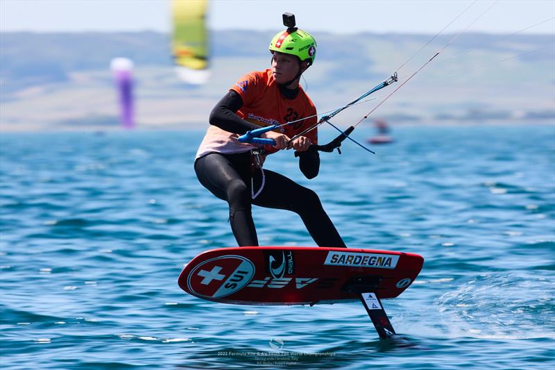 Four bullets for Gian Andrea Stragiotti (SUI) - IKA Kitefoiling Youth Worlds Torregrande 2022 photo copyright Robert Hajduk / IKA media taken at  and featuring the Kiteboarding class