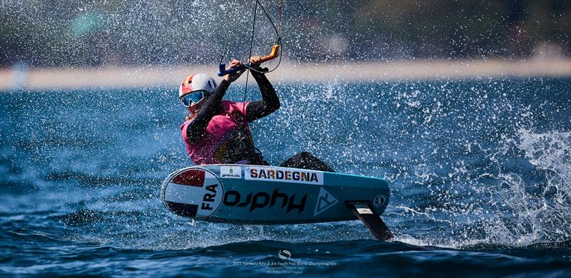 Lysa Caval (FRA) fighting the power - IKA Kitefoiling Youth Worlds Torregrande 2022 photo copyright Robert Hajduk / IKA media taken at  and featuring the Kiteboarding class