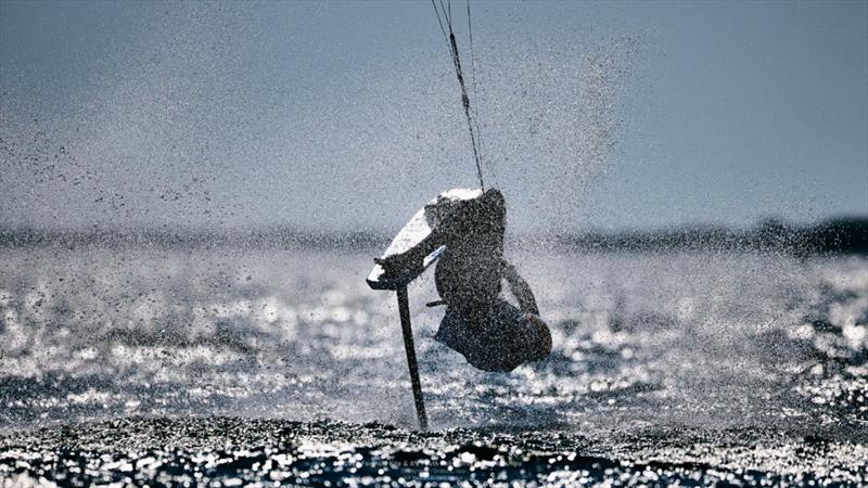 Spectacular conditions on Day 2 in Torregrande - IKA Kitefoiling Youth Worlds Torregrande 2022 photo copyright Robert Hajduk / IKA media taken at  and featuring the Kiteboarding class